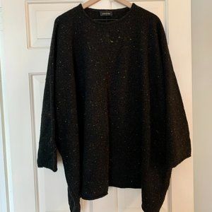 ESKANDAR Black Knit Sweater with Multicolor Pilling